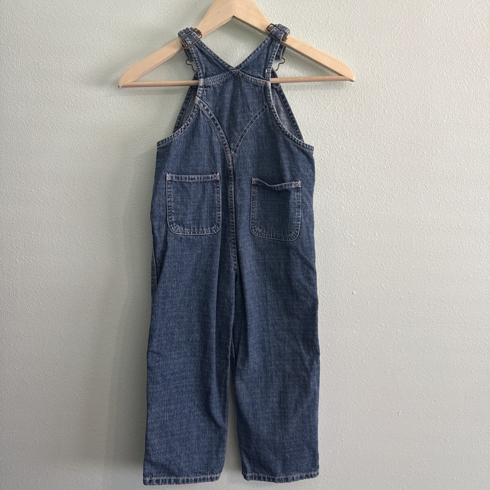 Carhartt Overalls Toddler 4T Blue Denim Bib Floral Embroidered Hearts buttons - Picture 3 of 8